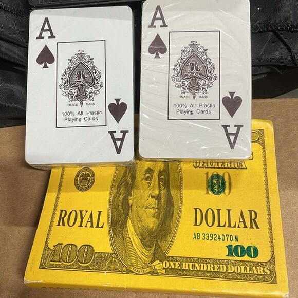 Playing Cards $100 Bill Design, all-plastic 2-decks NEW in Box - Picture 1 of 12